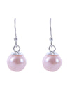 Pair of Pink colour Pearl Hangings with 92.5 Sterling Silver Ear Wire