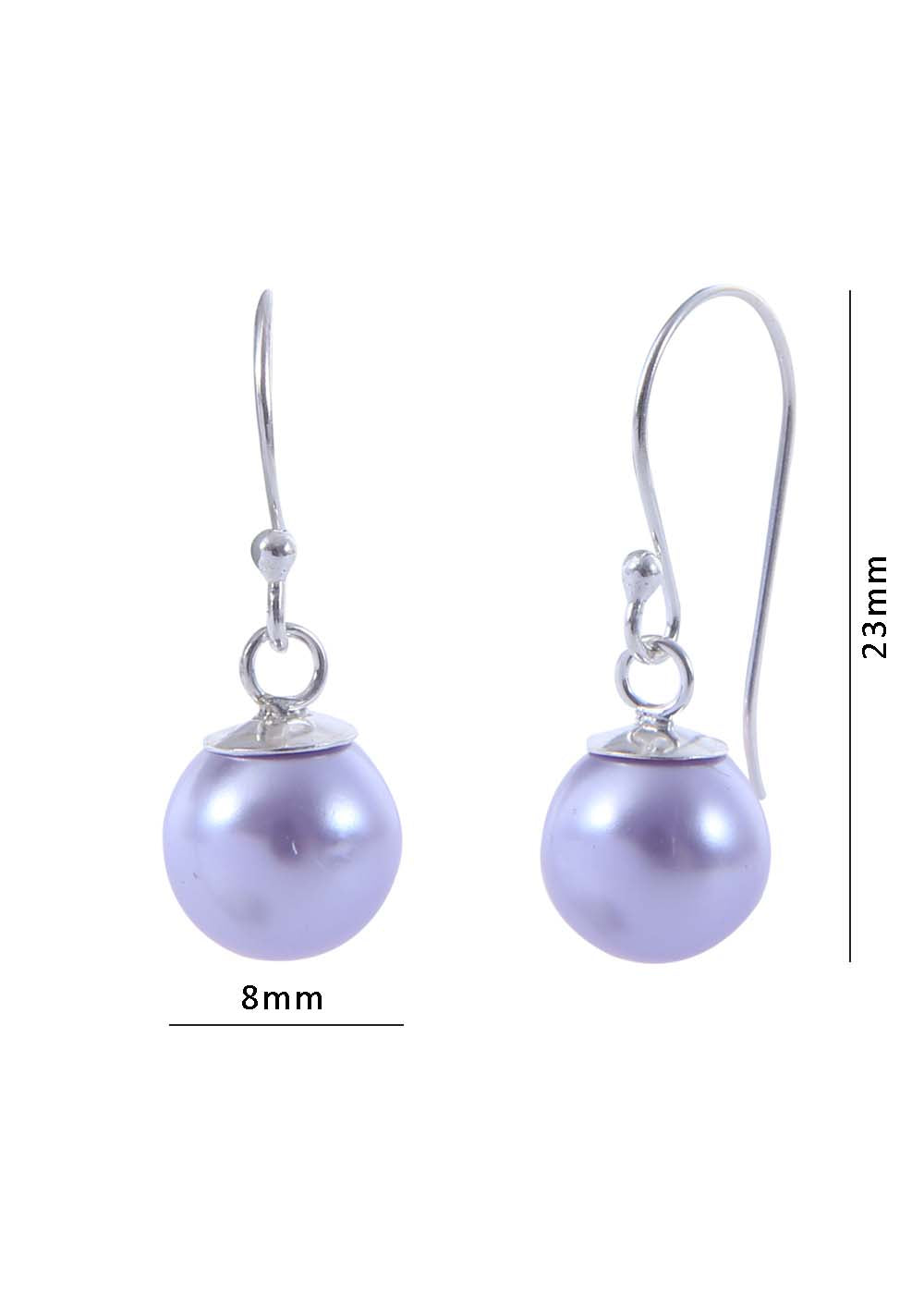 Pair of Pink colour Pearl Hangings in 92.5 Sterling Silver 14 MM Hoop