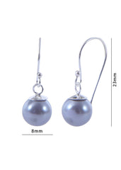 Pair of Grey colour Pearl Hangings with 92.5 Sterling Silver Ear Wire