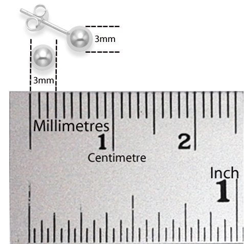 925 Sterling Silver Piercing 3 mm Hollow Ball Stud Unisex Earrings