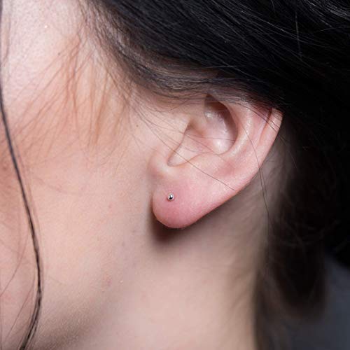 925 Sterling Silver Piercing 2 mm Hollow Ball Stud Unisex Earrings