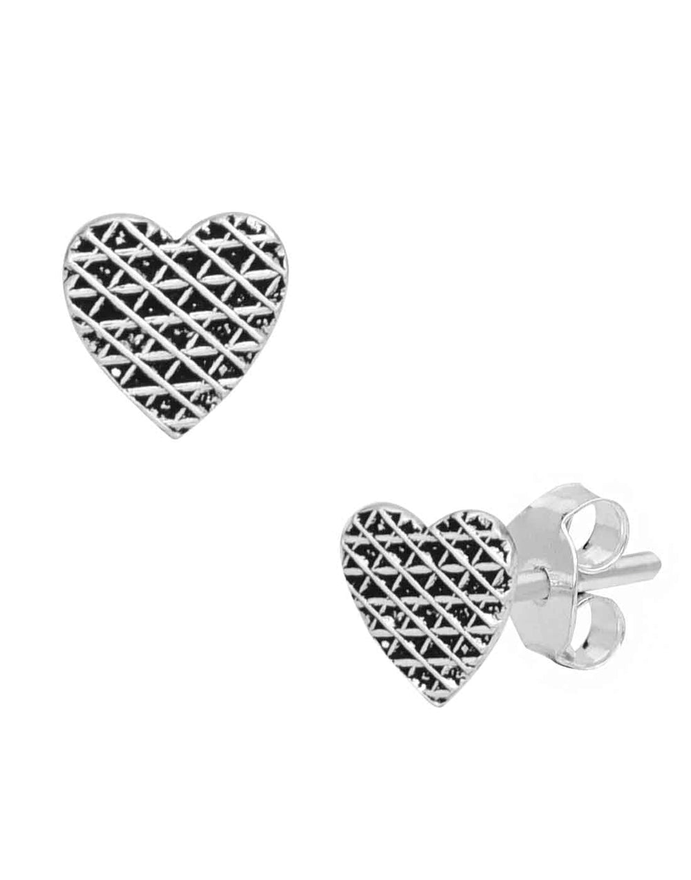 Love Heart Studs in 92.5 Sterling Oxidized Silver