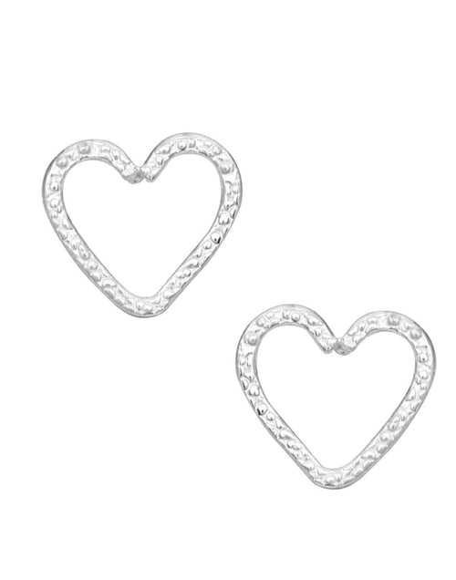 Love Heart Self Design Studs in 92.5 Sterling Silver - Default Title - Abhooshan