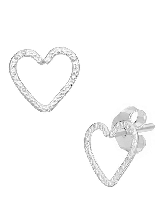 Love Heart Self Design Studs in 92.5 Sterling Silver