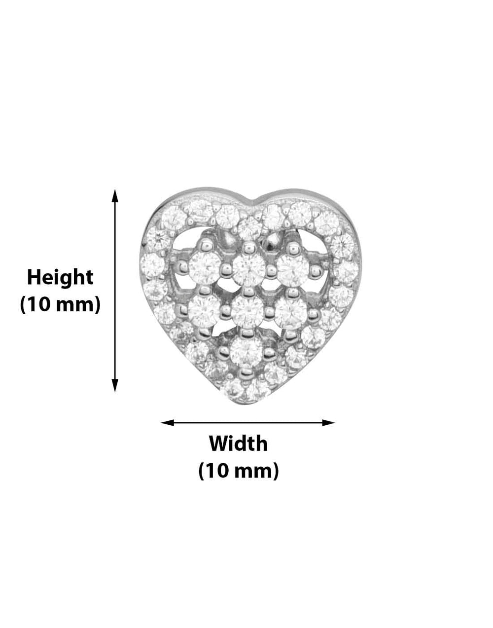 Love Heart Studs in 92.5 Sterling Silver and CZ stones