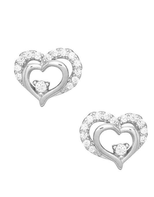 Designer Love Heart Studs in 92.5 Sterling Silver