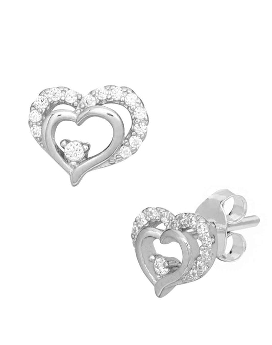 Designer Love Heart Studs in 92.5 Sterling Silver