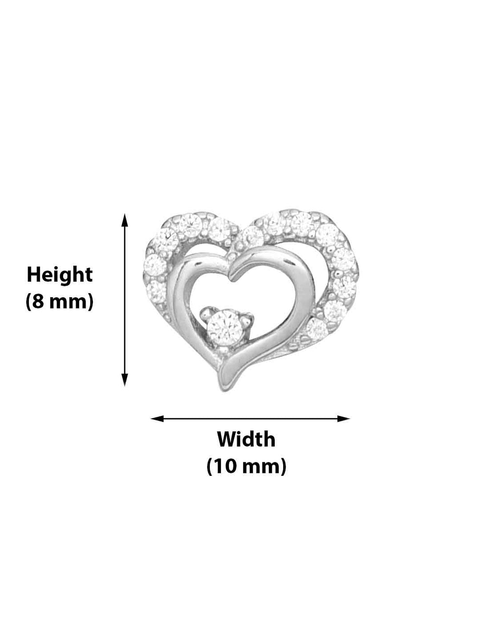Designer Love Heart Studs in 92.5 Sterling Silver