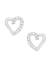 Trendy Love Heart Studs in 92.5 Sterling Silver and CZ stones