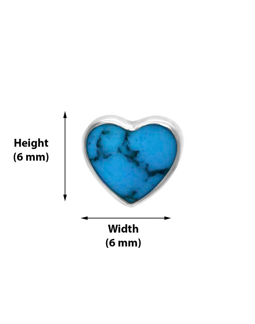 Designer Love Heart Turquoise Blue Studs in 92.5 Sterling Silver