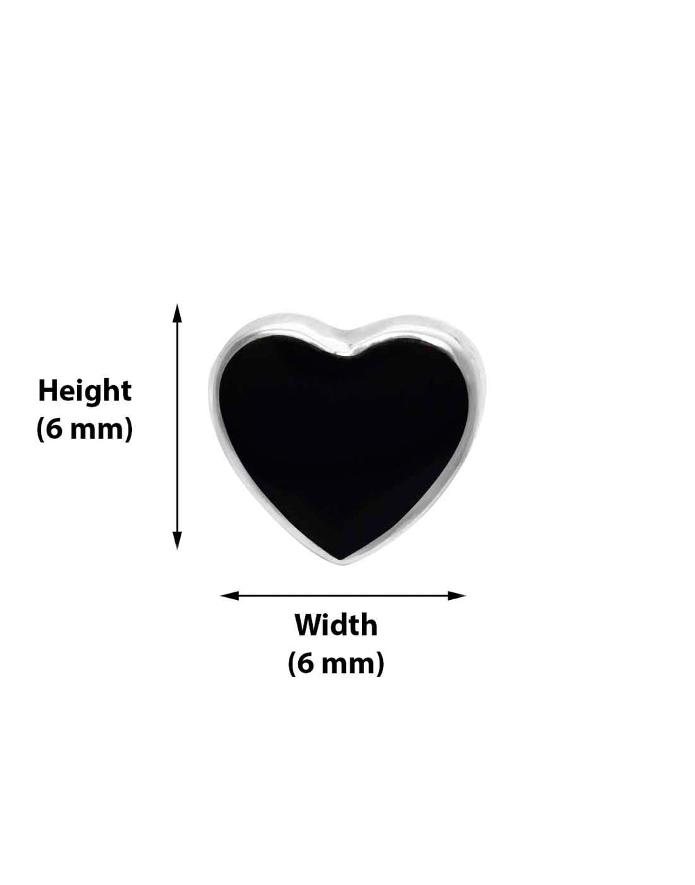 Designer Love Heart Black Studs in 92.5 Sterling Silver