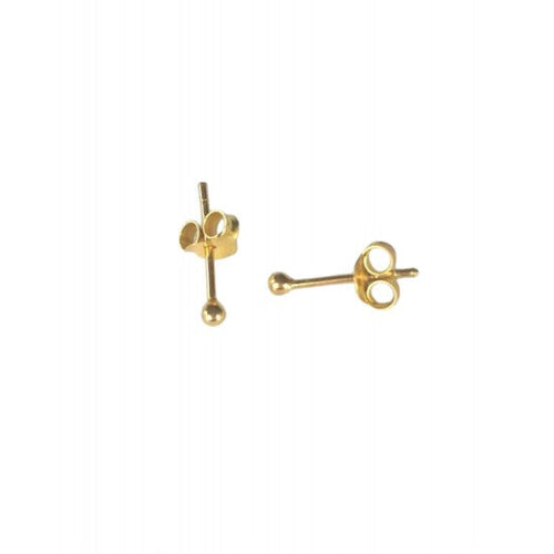 2 mm Gold Plated Piercing Ball 925 Silver Stud Earrings - Default Title - Abhooshan