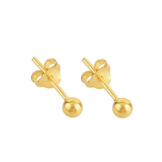 3 mm Gold Plated Piercing Ball 925 Silver Stud Earrings