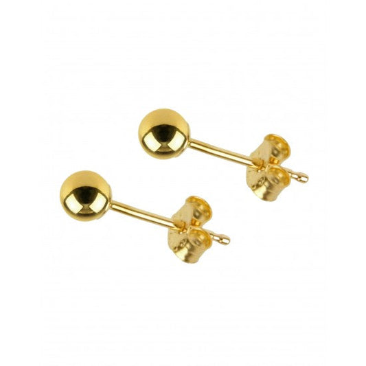 4 mm Gold Plated Piercing Ball 925 Silver Stud Earrings