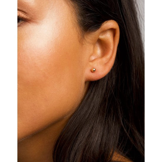 4 mm Gold Plated Piercing Ball 925 Silver Stud Earrings