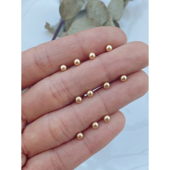 4 mm Gold Plated Piercing Ball 925 Silver Stud Earrings