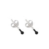 925 STERLING SILVER Black Enamel PAIR OF ROUND SHAPE