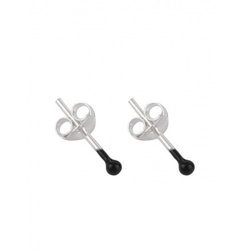 925 STERLING SILVER Black Enamel PAIR OF ROUND SHAPE - Default Title - Abhooshan