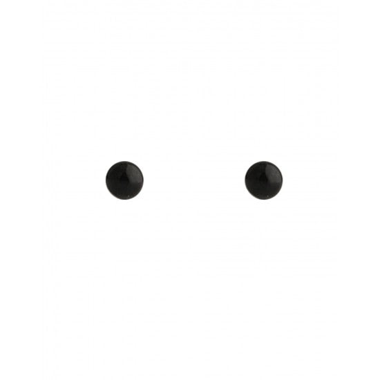 925 STERLING SILVER Black Enamel PAIR OF ROUND SHAPE