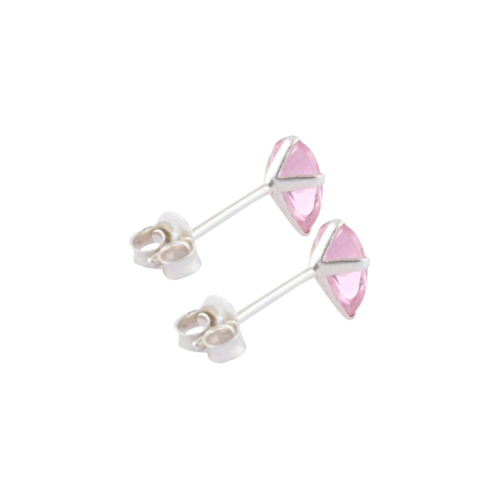 925 Sterling Silver Pair of Pear Shape Pink CZ Stone Piercing Stud Earrings
