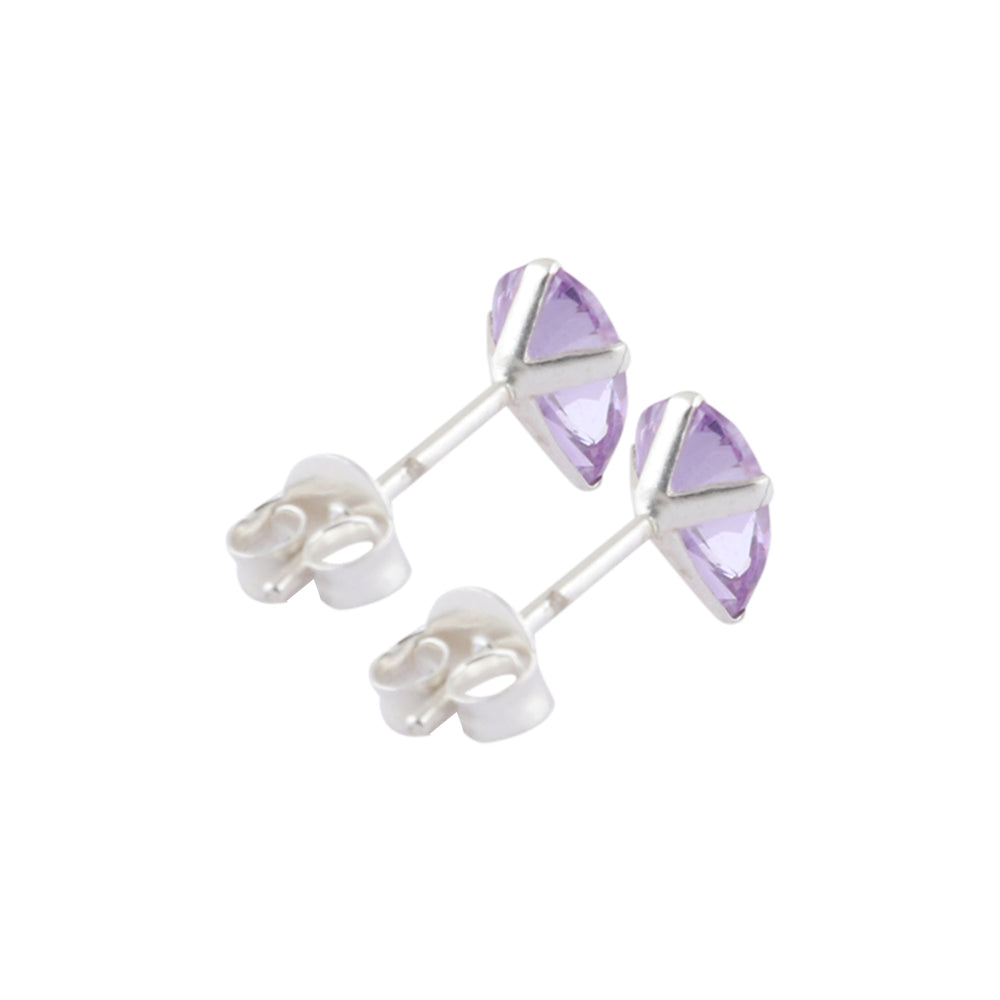 925 Sterling Silver Pair of Pear Shape Light Purple CZ Stone Piercing Stud Earrings