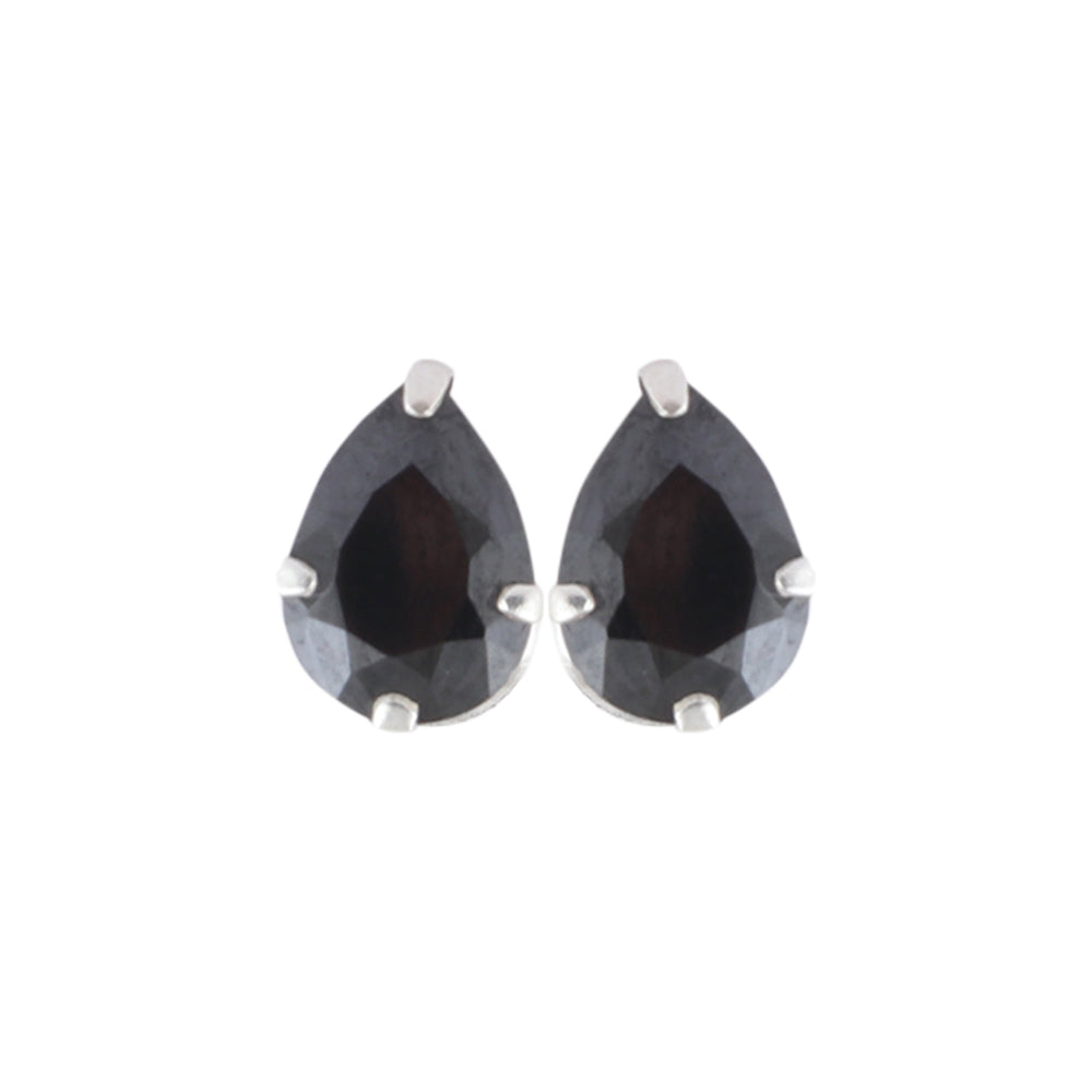 925 Sterling Silver Pair of Pear Shape Black CZ Stone Piercing Stud Earrings
