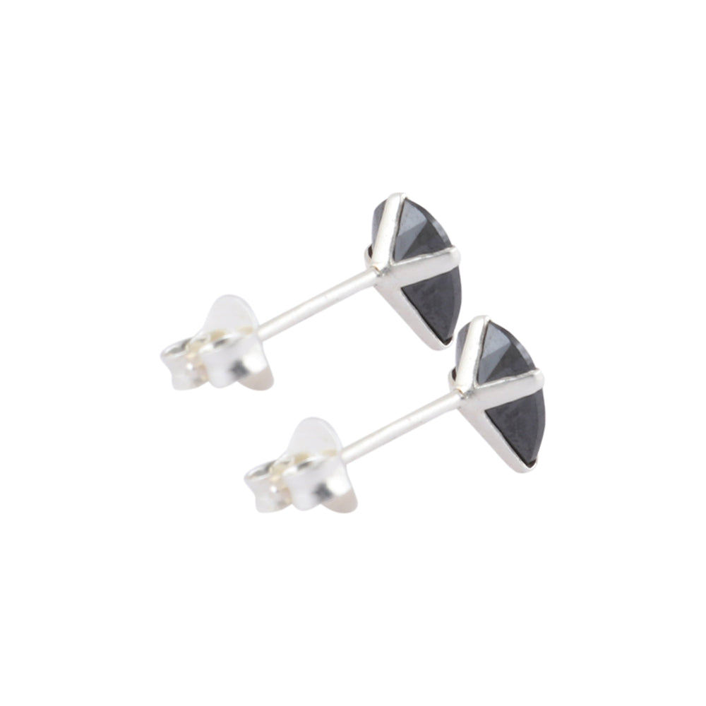 925 Sterling Silver Pair of Pear Shape Black CZ Stone Piercing Stud Earrings