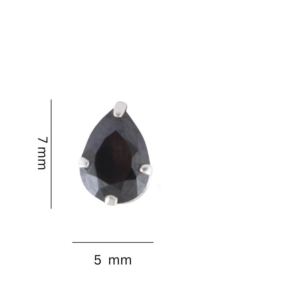 925 Sterling Silver Pair of Pear Shape Black CZ Stone Piercing Stud Earrings
