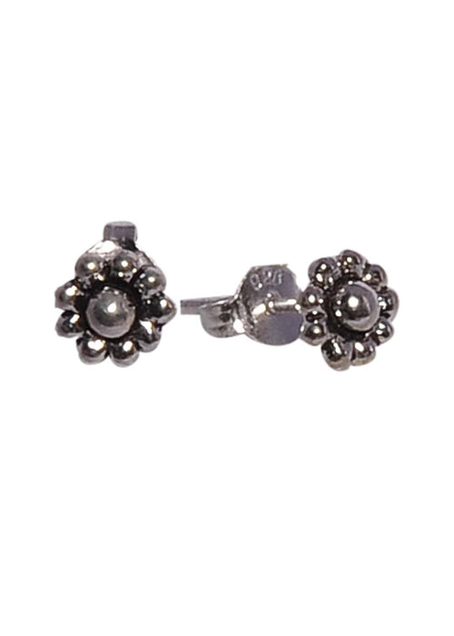 Trendy Studs in flower shape Oxidised 92.5 Silver - Default Title - Abhooshan