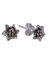 Beautiful Studs in flower shape in Oxidized 92.5 Silver