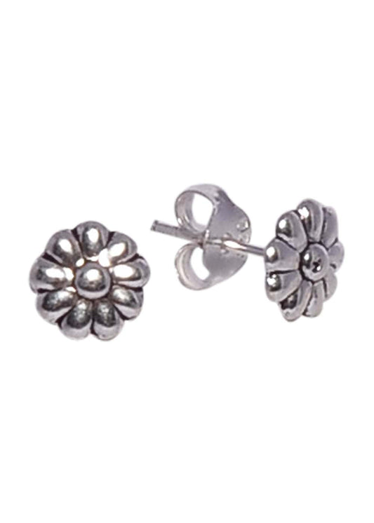 Beautiful 925 Silver Studs in flower shape in Oxidized 92.5 Silver