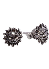 Sun Shaped Studs in Oxidized 92.5 Silver