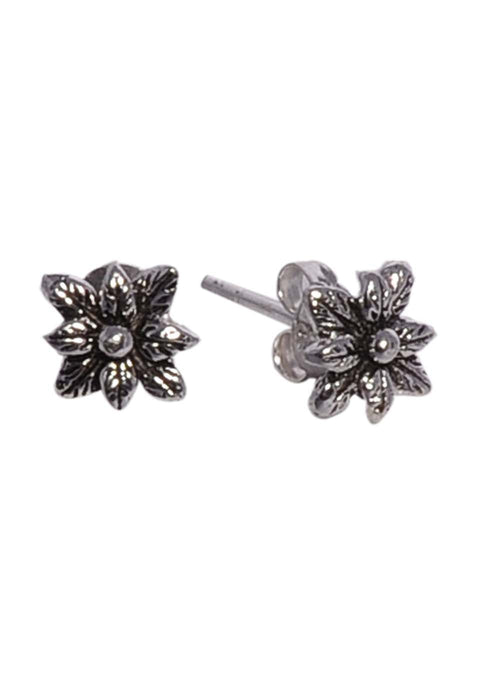 Pair of Flower Studs in Oxidized 92.5 Silver - Default Title - Abhooshan