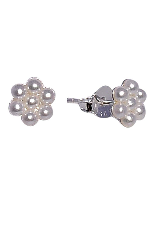 Pair of Pearl in flowers shape studs in 925 silver