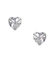925 Sterling Silver pair of Heart shape 4mm Single White Cubic Zircon (CZ) Stone Solitaire