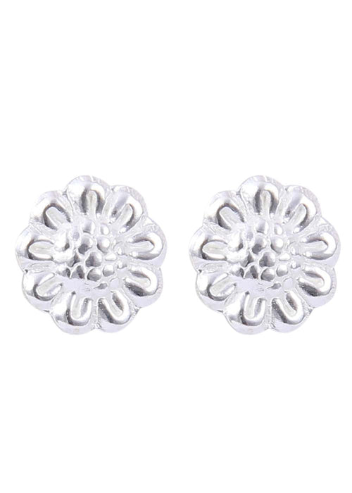 Pair of Flower Shape Studs in 925 Silver - Default Title - Abhooshan