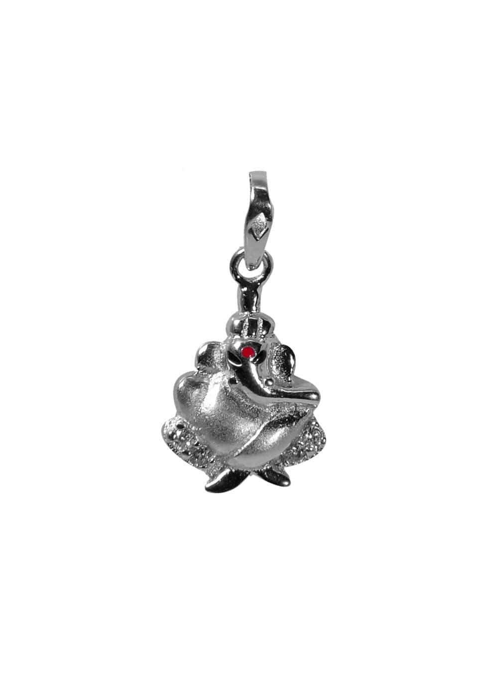 92.5 Sterling Silver Ganesh Pendant with CZ Stones