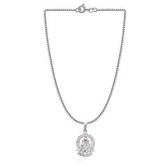 92.5 Sterling Silver Sitting Ganesha Pendant With 18 Inch Chain