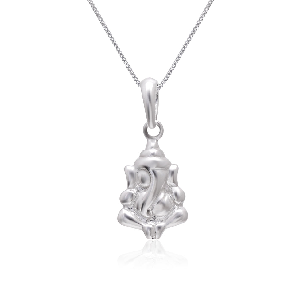 Ganpati 92.5 Sterling Silver Small Pendant with 18 inch Chain