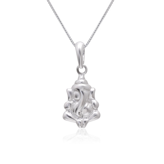 Ganpati 92.5 Sterling Silver Small Pendant with 18 inch Chain