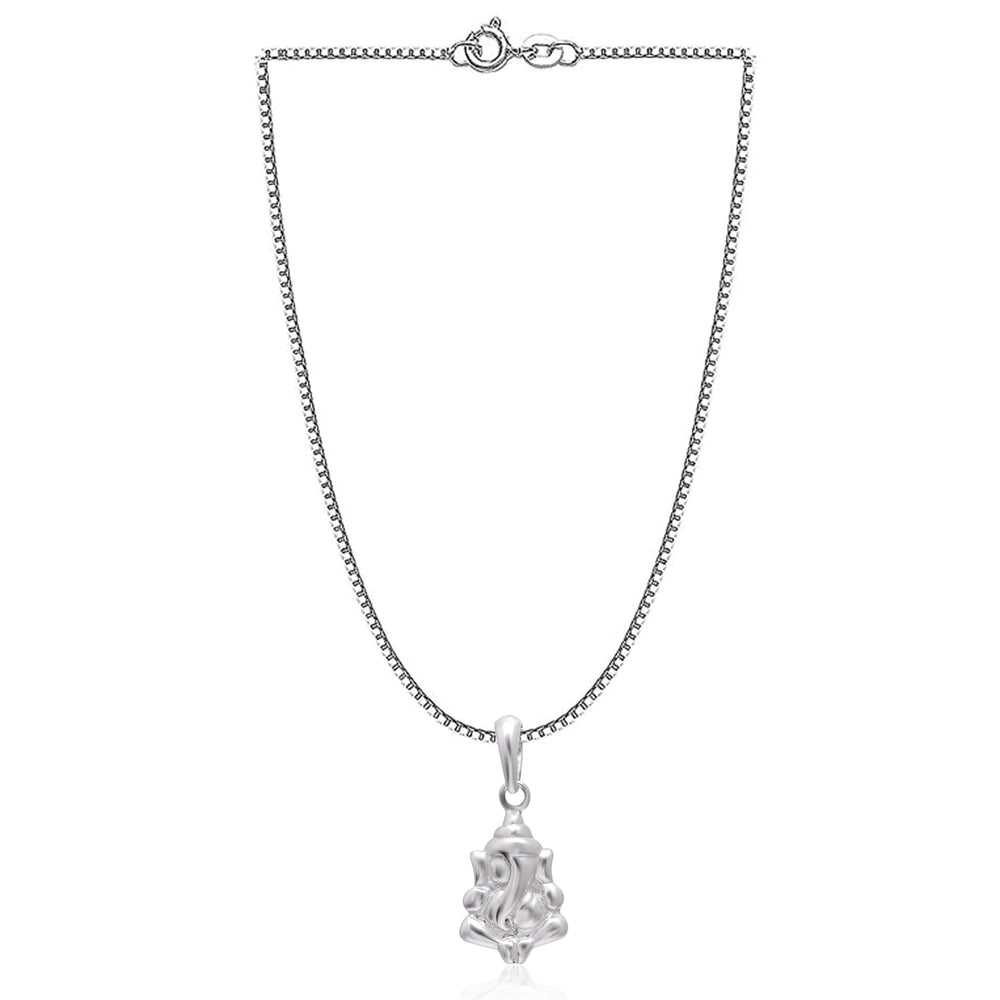 Ganpati 92.5 Sterling Silver Small Pendant with 18 inch Chain