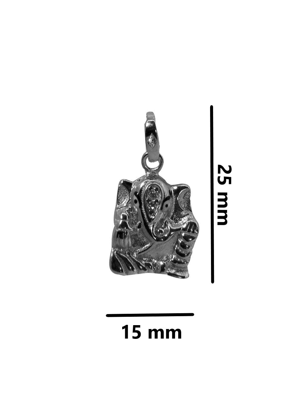 Ganesh 92.5 Sterling Silver Unisex Religious Pendant with CZ Stones