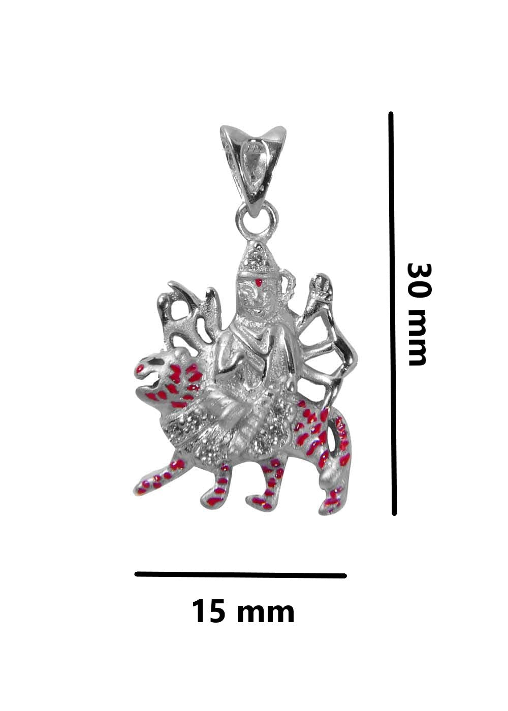 Maa Sherawali 92.5 Sterling Silver Religious Pendant with CZ