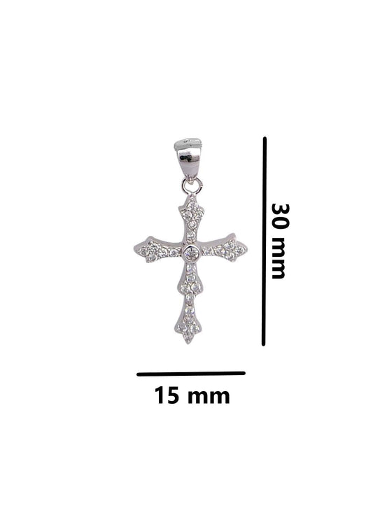 Holy Cross Pure 92.5 Sterling Silver Unisex Pendant with Cz Stones for Men
