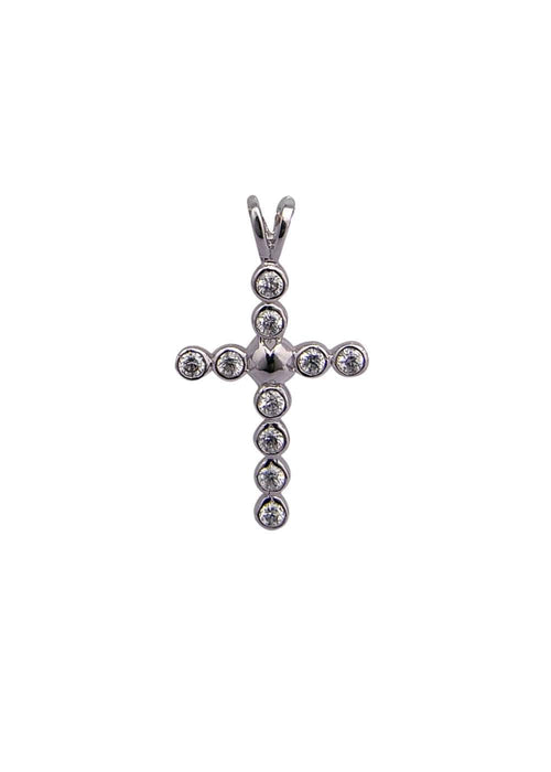 Holy Cross Pure 92.5 Sterling Silver Unisex Pendant with Cz Stones - Default Title - Abhooshan