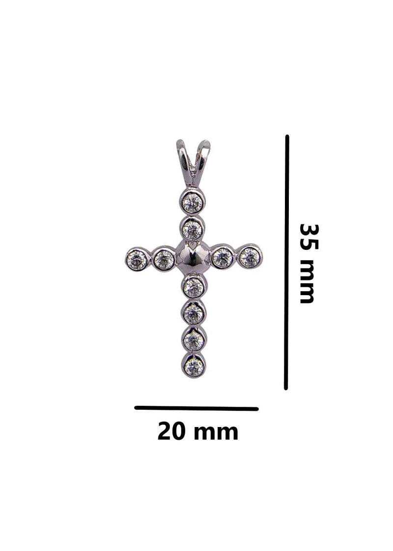 Holy Cross Pure 92.5 Sterling Silver Unisex Pendant with Cz Stones