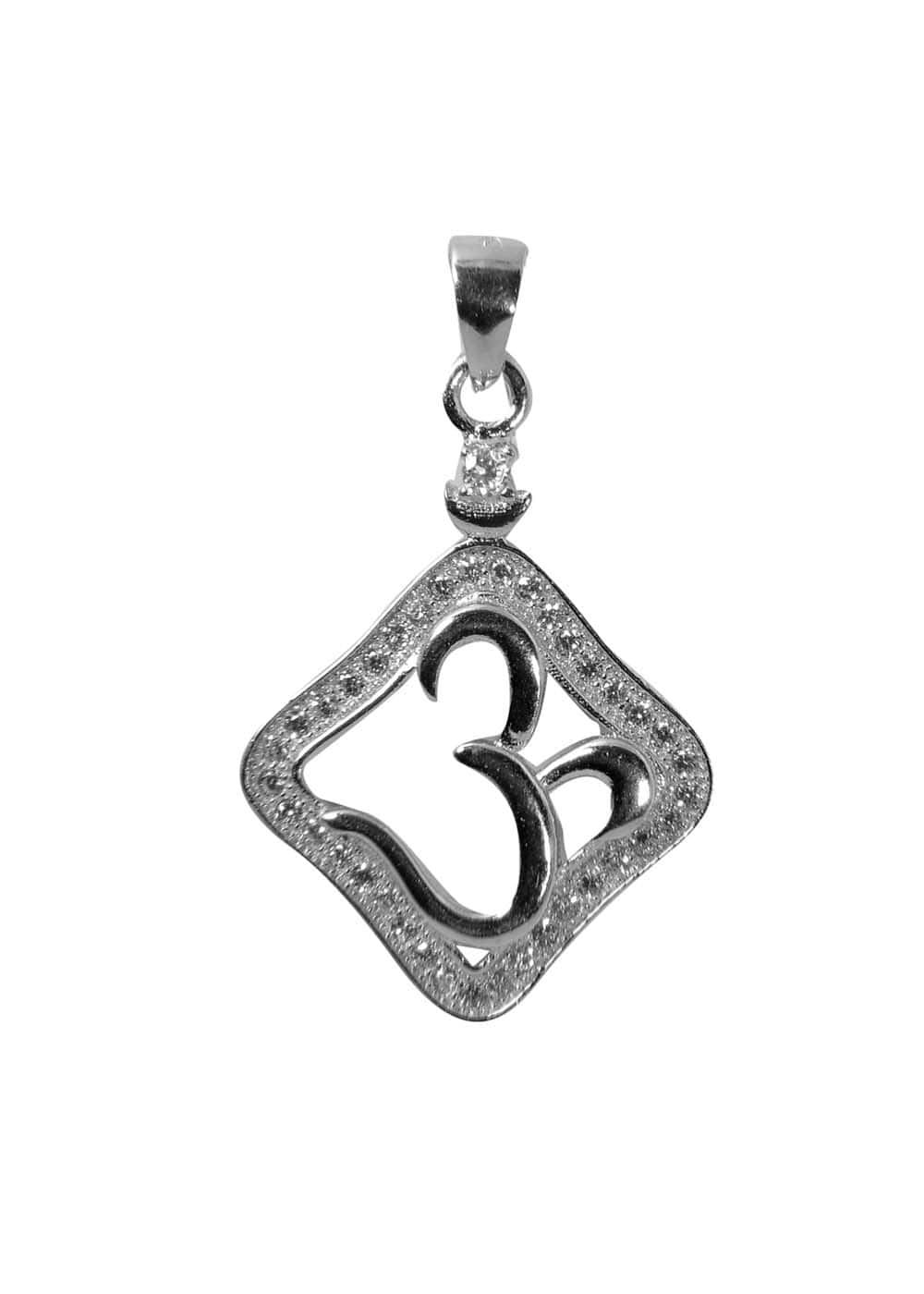 OM 92.5 Sterling Silver Unisex Religious Pendant with CZ Stones