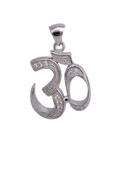 OM 92.5 Sterling Silver Unisex Religious Pendant with Cz Stones