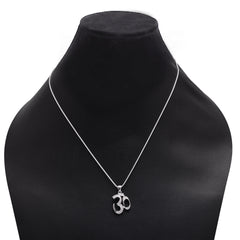 OM 92.5 Sterling Silver Unisex Religious Pendant with Cz Stones and 18 inch Chain