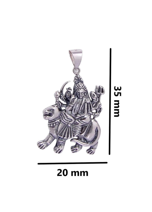 Maa Sherawali 92.5 Sterling Silver Religious Pendant